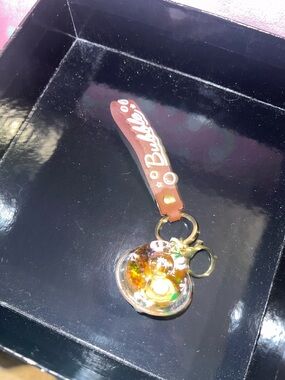 Bubble Heart Iridescent Keychain with Brown Strap